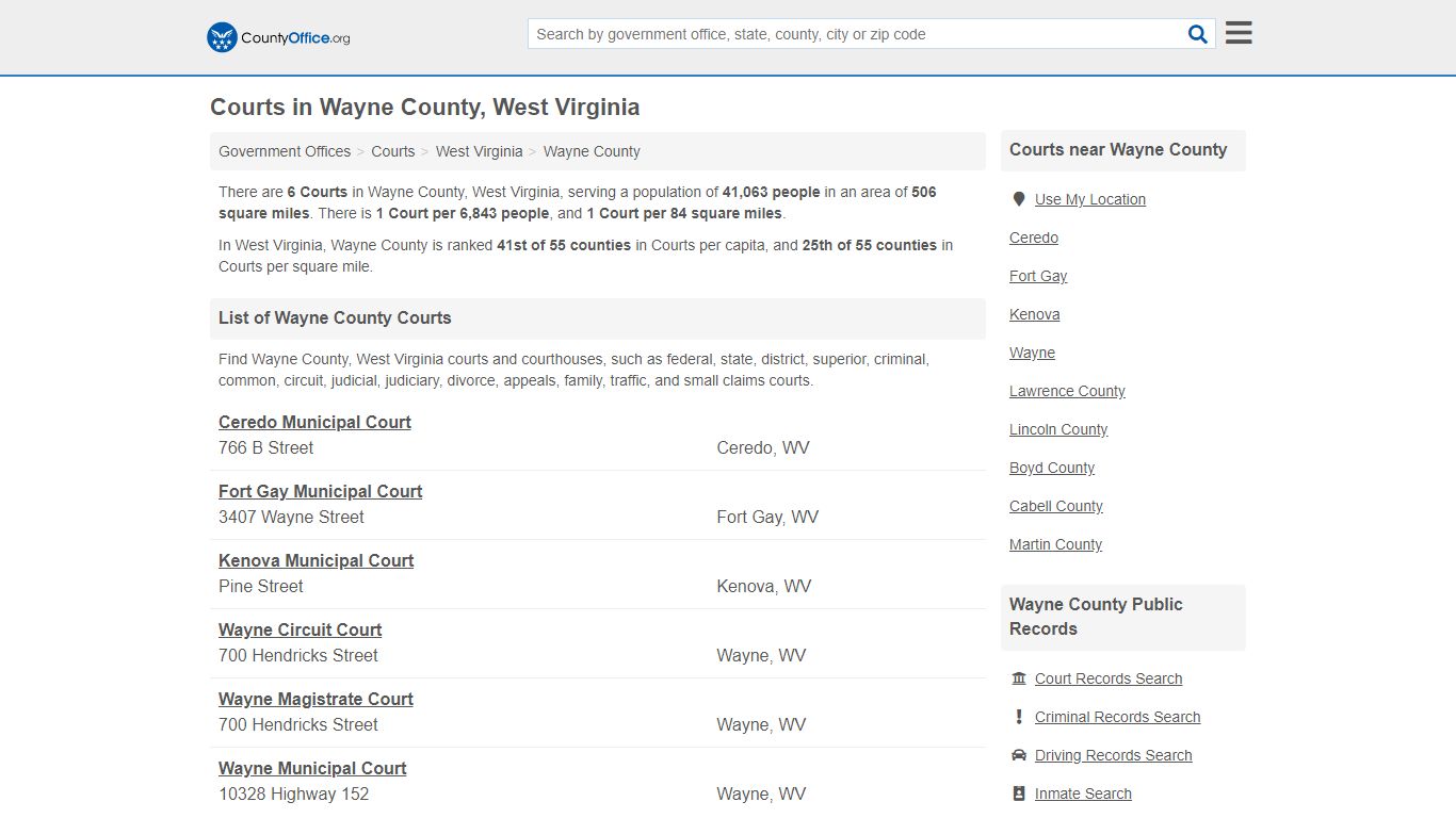 Courts - Wayne County, WV (Court Records & Calendars)